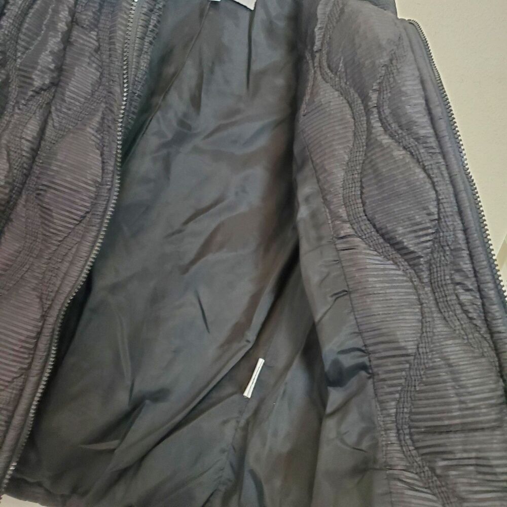 Jeff Gallano Quilted Jacket Blazer Full Zip Black Ruffles Pockets Size 3 Large - Picture 6 of 13